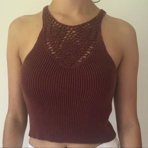 Maroon Crochet Tank - Knit Crop Top 🌞